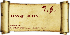 Tihanyi Júlia névjegykártya